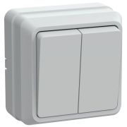 OKTAVA Выключатель 2-клавишный для открытой установки 10А ВС20-2-0-ОБ белый GENERICA