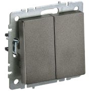 BRITE Выключатель двухклавишный проходной 10А ВС10-2-6-БрТБ темная бронза