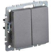 BRITE Выключатель двухклавишный 10А ВС10-2-0-БрС сталь
