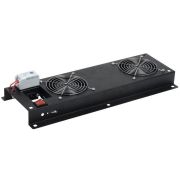 Панель вентиляторная с выключателем и термостатом 2 модуля черная