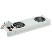 Панель вентиляторная с выключателем и термостатом 2 модуля серая