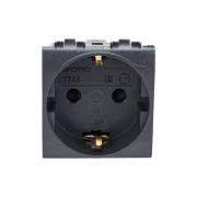BRAVA Розетка 2 модуля с заземлением со шторками  черная