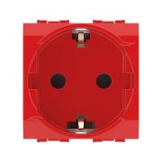 BRAVA Розетка 2 модуля с заземлением со шторками  красная (10 шт)
